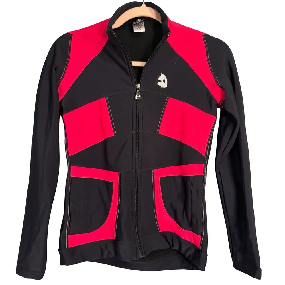 Etxeondo black‎ & pink cycling jacket Size S. Fleece lined.